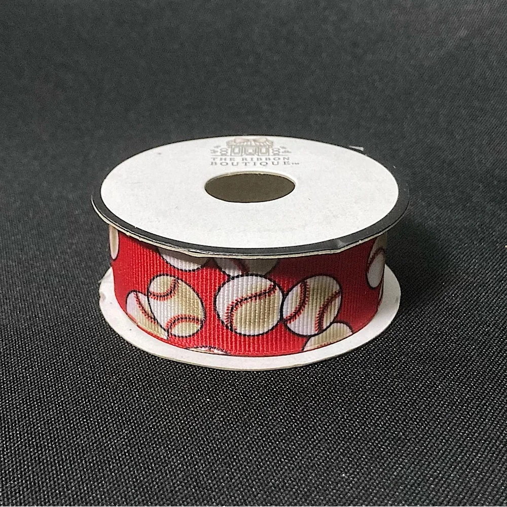 ⭐️ Vintage The Ribbon Boutique Red Baseball Ribbed Craft Ribbon 7/8” x 93”